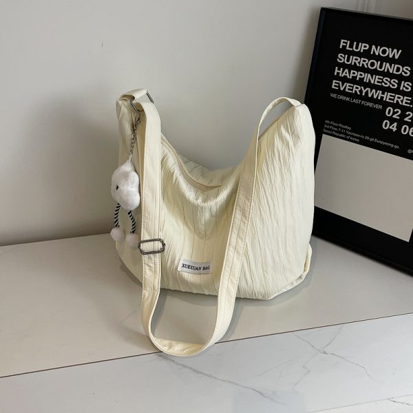 2025 Women's Summer Canvas Tote Bag - Versatile Large Capacity Shoulder Crossbody Bag in Korean Style for Students and Commuters
