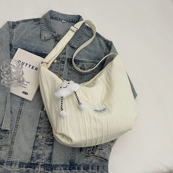 2025 Women's Summer Canvas Tote Bag - Versatile Large Capacity Shoulder Crossbody Bag in Korean Style for Students and Commuters