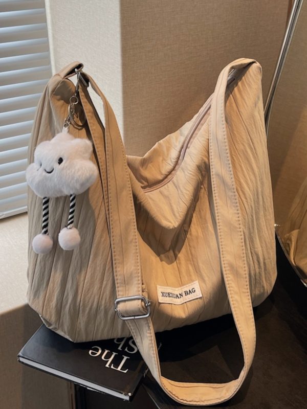 2025 Women's Summer Canvas Tote Bag - Versatile Large Capacity Shoulder Crossbody Bag in Korean Style for Students and Commuters