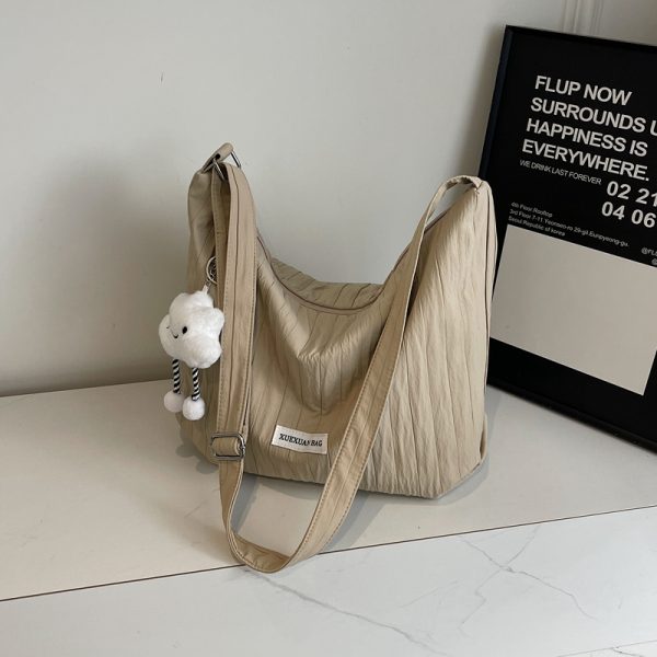 2025 Women's Summer Canvas Tote Bag - Versatile Large Capacity Shoulder Crossbody Bag in Korean Style for Students and Commuters