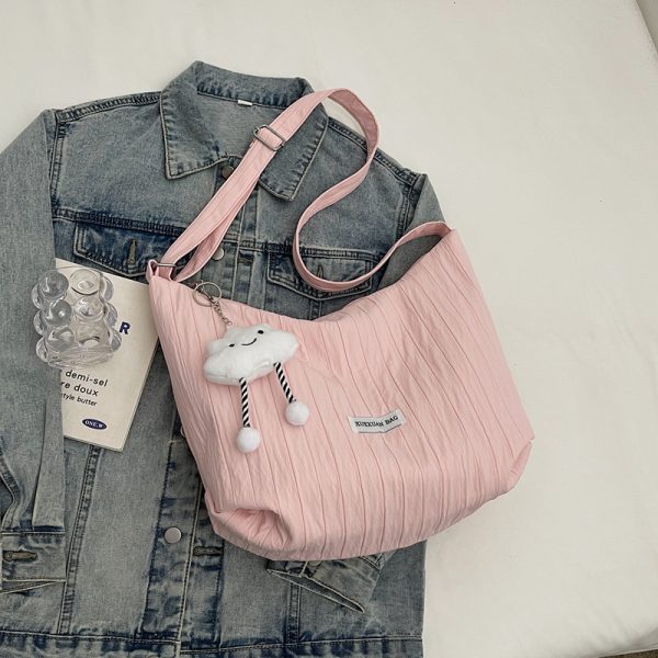2025 Women's Summer Canvas Tote Bag - Versatile Large Capacity Shoulder Crossbody Bag in Korean Style for Students and Commuters