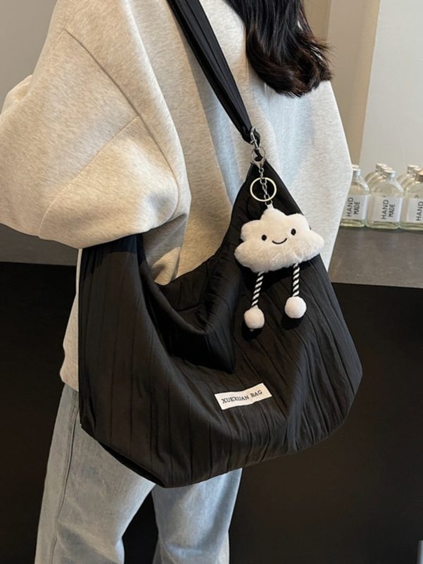 2025 Women's Summer Canvas Tote Bag - Versatile Large Capacity Shoulder Crossbody Bag in Korean Style for Students and Commuters