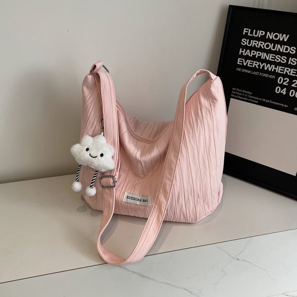 2025 Women's Summer Canvas Tote Bag - Versatile Large Capacity Shoulder Crossbody Bag in Korean Style for Students and Commuters