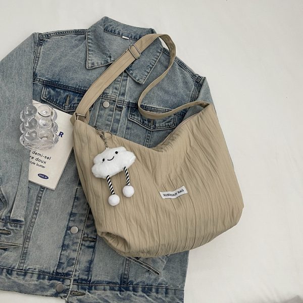 2025 Women's Summer Canvas Tote Bag - Versatile Large Capacity Shoulder Crossbody Bag in Korean Style for Students and Commuters