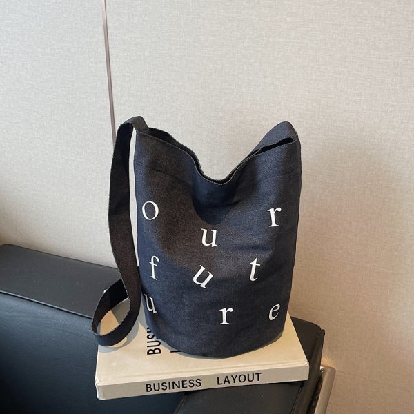 2025 Women's Summer Large Capacity Ethnic Style Bucket Bag - Versatile Crossbody Canvas Tote for Commuting & Everyday Use