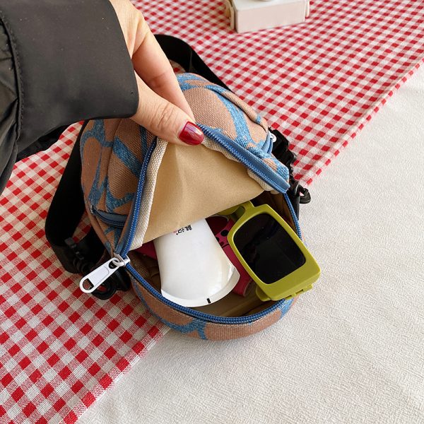 2025 Women's Summer Quirky Nylon Canvas Crossbody Hat Bag with Zipper - Small Phone Bag for Y2K Style
