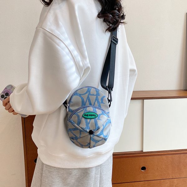 2025 Women's Summer Quirky Nylon Canvas Crossbody Hat Bag with Zipper - Small Phone Bag for Y2K Style