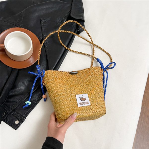 2025 Women's Summer Seaside Woven Straw Crossbody Bag - Trendy Vegetable Basket Design for Vacation & Phone Storage
