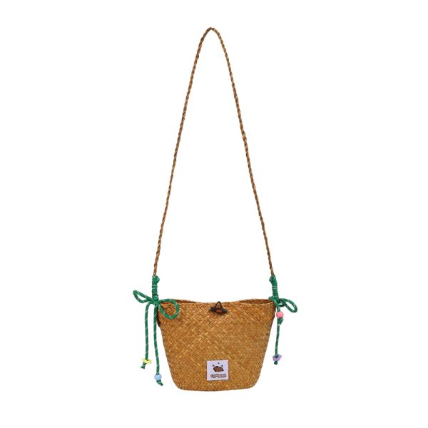 2025 Women's Summer Seaside Woven Straw Crossbody Bag - Trendy Vegetable Basket Design for Vacation & Phone Storage