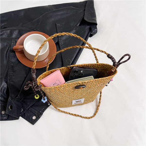 2025 Women's Summer Seaside Woven Straw Crossbody Bag - Trendy Vegetable Basket Design for Vacation & Phone Storage