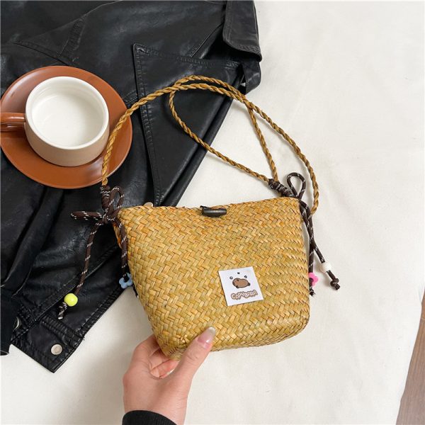 2025 Women's Summer Seaside Woven Straw Crossbody Bag - Trendy Vegetable Basket Design for Vacation & Phone Storage