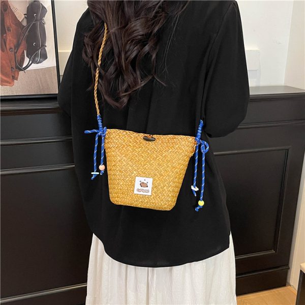 2025 Women's Summer Seaside Woven Straw Crossbody Bag - Trendy Vegetable Basket Design for Vacation & Phone Storage