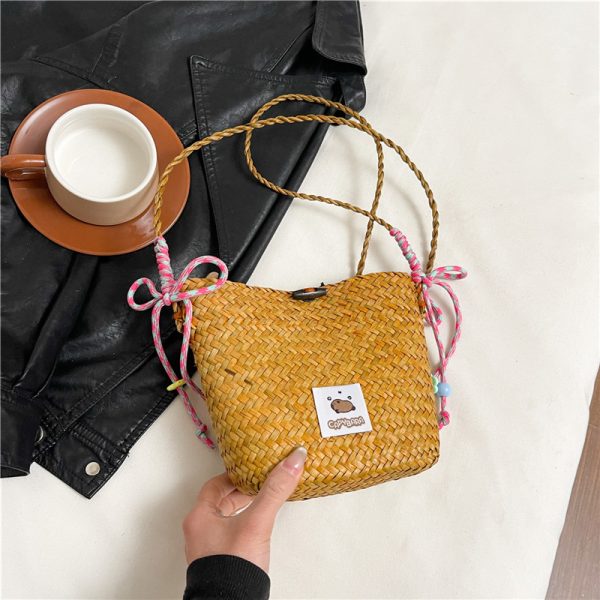 2025 Women's Summer Seaside Woven Straw Crossbody Bag - Trendy Vegetable Basket Design for Vacation & Phone Storage