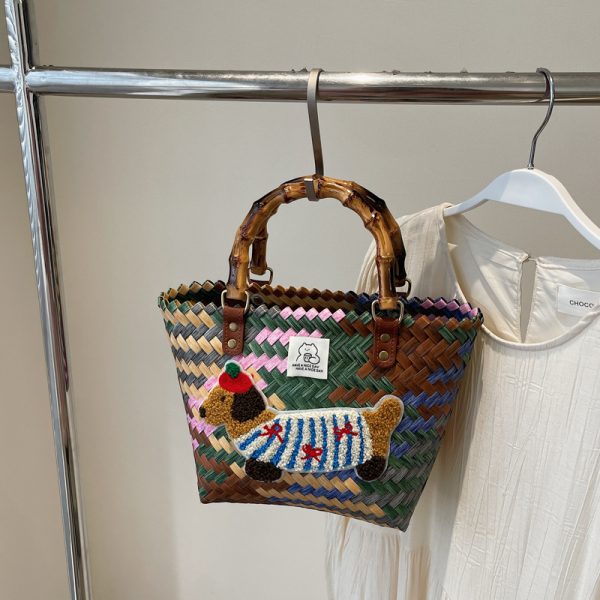 2025 Women's Summer Woven Vegetable Basket Bag - Trendy Commuter Tote, Bucket Style Straw Bag for Beach and Vacation