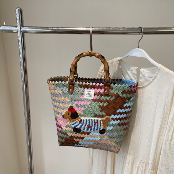 2025 Women's Summer Woven Vegetable Basket Bag - Trendy Commuter Tote, Bucket Style Straw Bag for Beach and Vacation