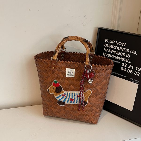 2025 Women's Summer Woven Vegetable Basket Bag - Trendy Commuter Tote, Bucket Style Straw Bag for Beach and Vacation