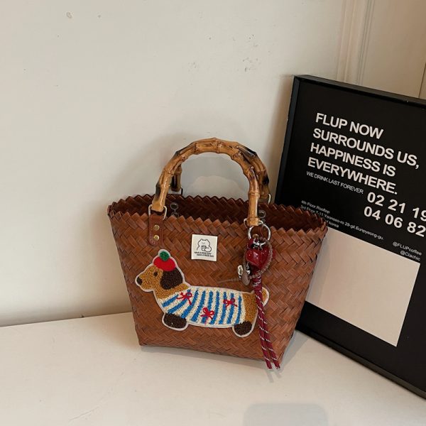 2025 Women's Summer Woven Vegetable Basket Bag - Trendy Commuter Tote, Bucket Style Straw Bag for Beach and Vacation