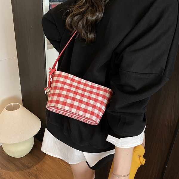 2025 Women's Summer Yellow Plaid Bucket Bag - Stylish Zipper Crossbody Phone Bag for Trendy Fashion