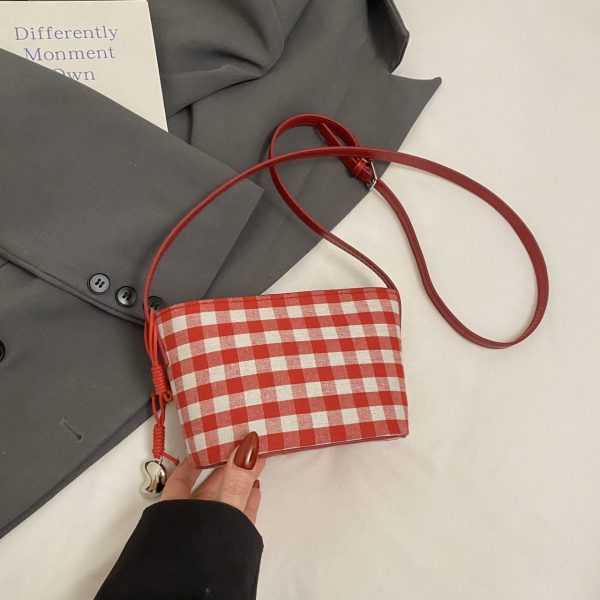 2025 Women's Summer Yellow Plaid Bucket Bag - Stylish Zipper Crossbody Phone Bag for Trendy Fashion