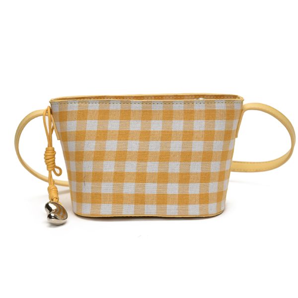 2025 Women's Summer Yellow Plaid Bucket Bag - Stylish Zipper Crossbody Phone Bag for Trendy Fashion