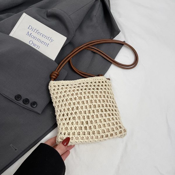 2025 Women's Woven Straw Crossbody Bag - Summer Seaside Vacation Essential, Trendy Niche Phone Bag
