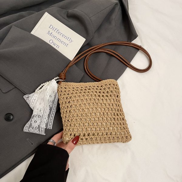 2025 Women's Woven Straw Crossbody Bag - Summer Seaside Vacation Essential, Trendy Niche Phone Bag