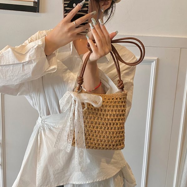 2025 Women's Woven Straw Crossbody Bag - Summer Seaside Vacation Essential, Trendy Niche Phone Bag
