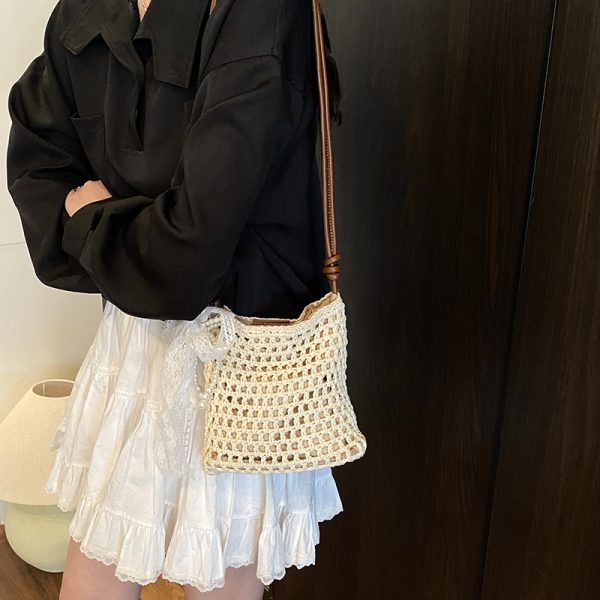 2025 Women's Woven Straw Crossbody Bag - Summer Seaside Vacation Essential, Trendy Niche Phone Bag