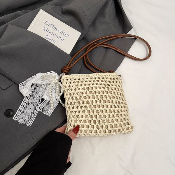 2025 Women's Woven Straw Crossbody Bag - Summer Seaside Vacation Essential, Trendy Niche Phone Bag