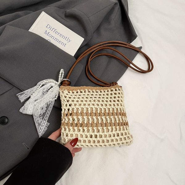 2025 Women's Woven Straw Crossbody Bag - Summer Seaside Vacation Essential, Trendy Niche Phone Bag