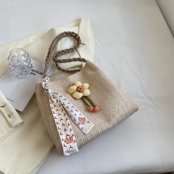 2025 Woven Bucket Bag for Women - Large Capacity Straw Tote for Classroom, Commuting, and Vacation - Stylish Shoulder Bag