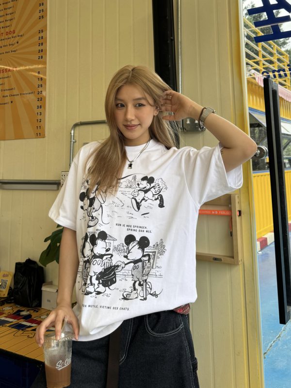 320g Heavyweight American Retro Small Collar Rice Comic Short Sleeve T-Shirt for Men and Women - Loose Street Fashion Top