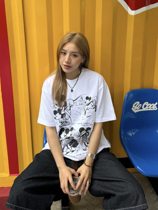 320g Heavyweight American Retro Small Collar Rice Comic Short Sleeve T-Shirt for Men and Women - Loose Street Fashion Top