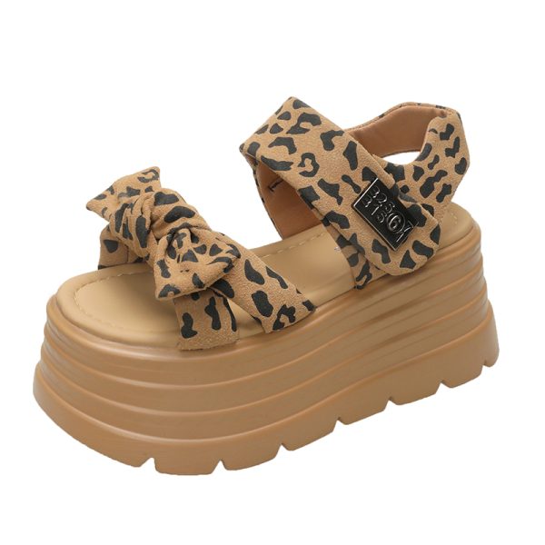 8cm Height-Increasing Velcro Platform Sandals for Women - 2025 Summer Fairy Style Thick-Soled Beach Roman Shoes
