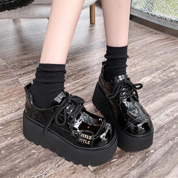 8cm Thick-Soled Retro Mary Jane Loafers for Women - Spring 2025 British Style Leather Shoes for Petite Fashion