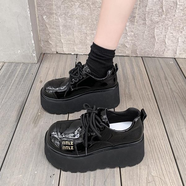 8cm Thick-Soled Retro Mary Jane Loafers for Women - Spring 2025 British Style Leather Shoes for Petite Fashion