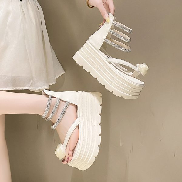 8cm Thick-Soled Roman Sandals for Women - 2025 Summer Style, Perfect with Skirts, Ideal for Petite Heights, Trendy Toe-Post Design