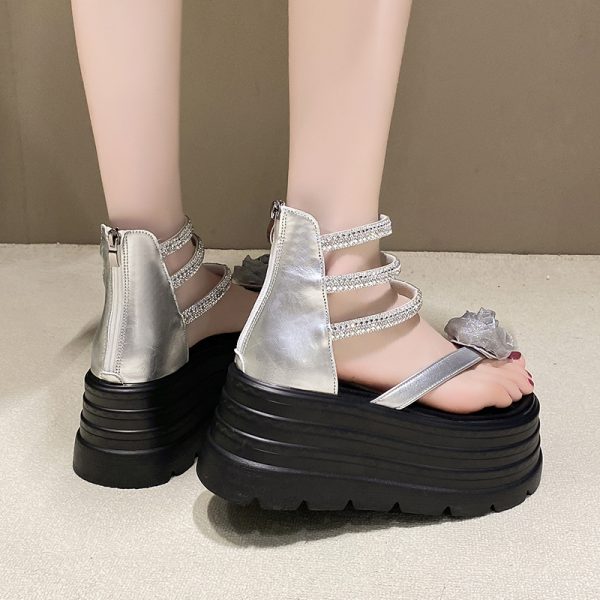 8cm Thick-Soled Roman Sandals for Women - 2025 Summer Style, Perfect with Skirts, Ideal for Petite Heights, Trendy Toe-Post Design