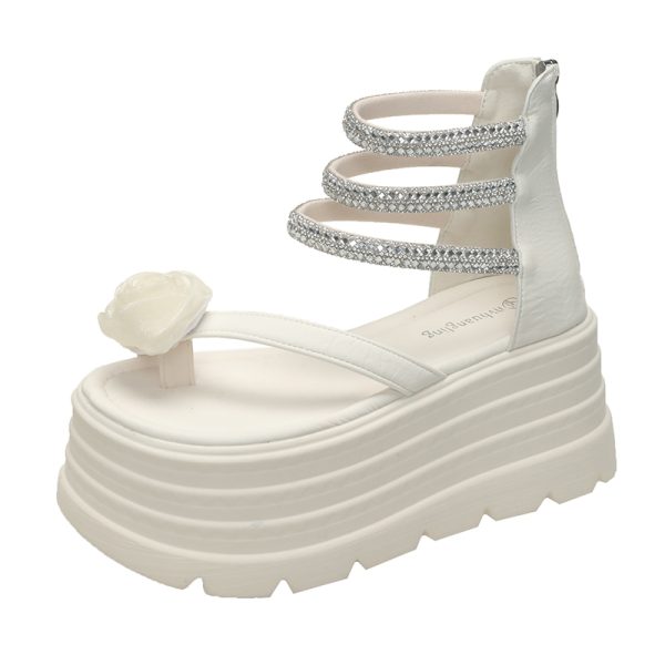 8cm Thick-Soled Roman Sandals for Women - 2025 Summer Style, Perfect with Skirts, Ideal for Petite Heights, Trendy Toe-Post Design