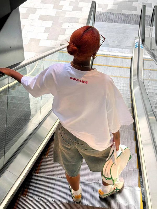 90s American Retro Clean Fit Letter Slogan White Short Sleeve T-Shirt for Women - Oversized Summer Style