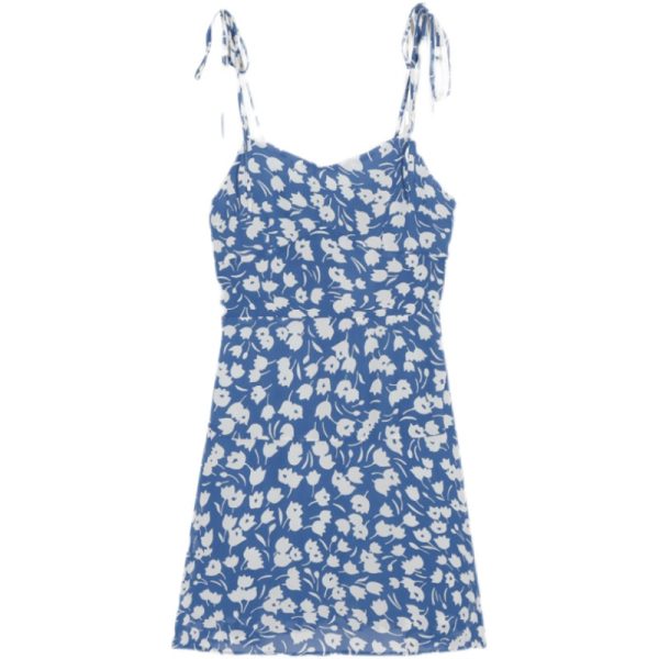 90s Retro Slim Fit Floral Wrap Dress with Waist Tie - Vacation Short Dress for Women