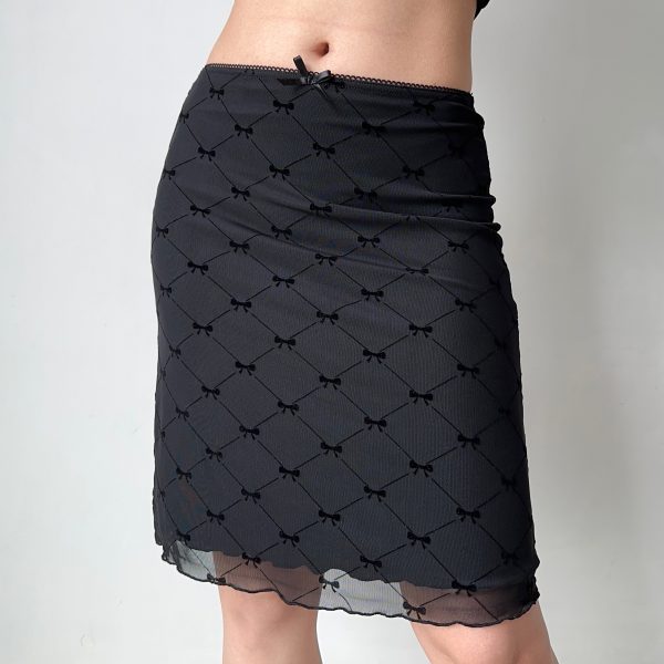 A-line Plaid Half Skirt with Bow Tie - Slim Fit Mid-Waist Bodycon Tulle Short Skirt for European and American Style Fashion