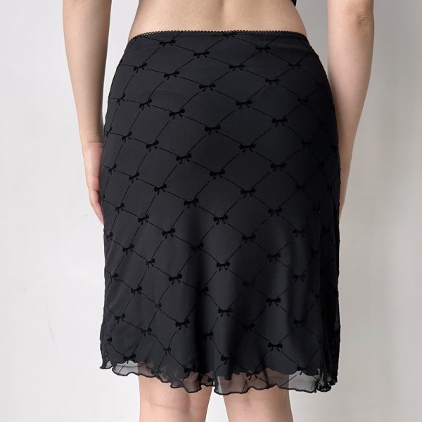 A-line Plaid Half Skirt with Bow Tie - Slim Fit Mid-Waist Bodycon Tulle Short Skirt for European and American Style Fashion