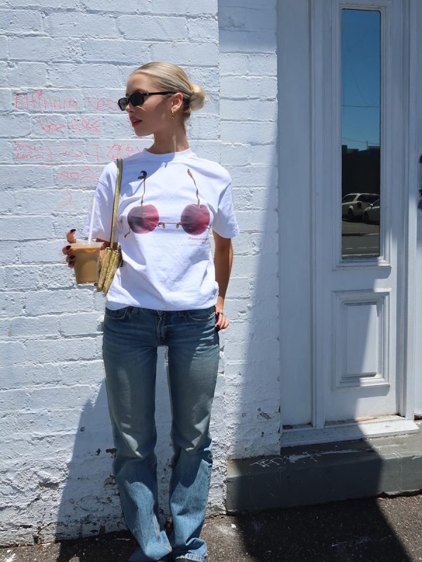 American Retro Cherry Fruit 3D Printed Short Sleeve T-Shirt for Women, Trendy Loose Fit Y2K Style Top