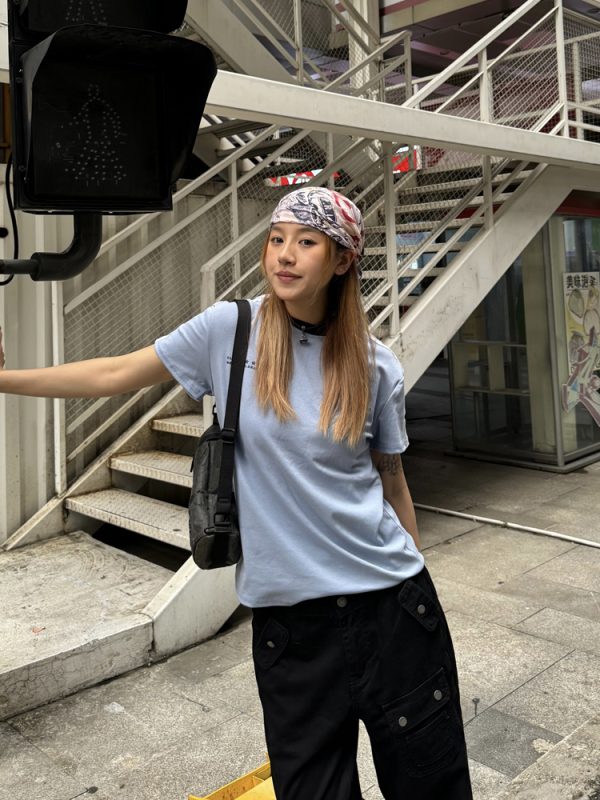 American Retro Color-Blocking Striped Short Sleeve T-Shirt with Small Collar for Women - Trendy Summer Streetwear
