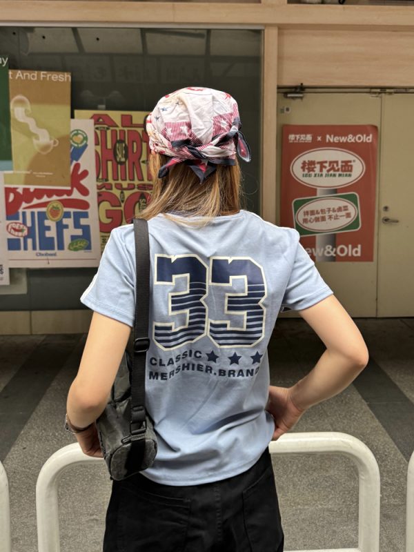 American Retro Color-Blocking Striped Short Sleeve T-Shirt with Small Collar for Women - Trendy Summer Streetwear