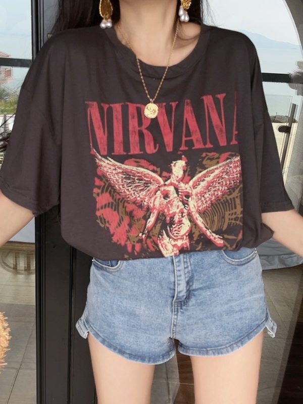 American Retro Couple T-Shirts for Spring/Summer 2024 - Loose Fit, Round Neck, Short Sleeve, Boyfriend Style, Trendy Fashion
