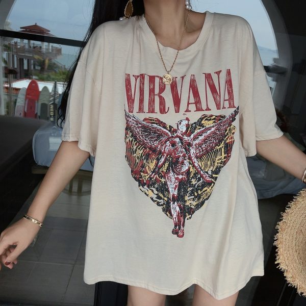 American Retro Couple T-Shirts for Spring/Summer 2024 - Loose Fit, Round Neck, Short Sleeve, Boyfriend Style, Trendy Fashion