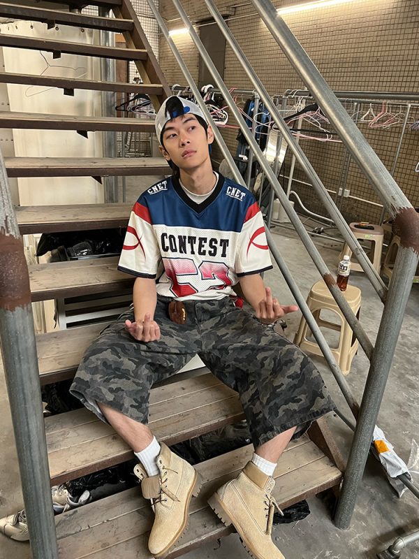 American Retro Digital Print Short Sleeve Jersey T-Shirt for Men and Women - Summer Loose Sports Tee, Breathable Casual Wear