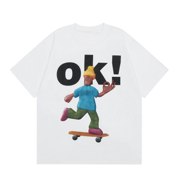 American Retro Fun Letter Print Short Sleeve T-Shirt for Couples - Loose Casual Versatile Top, Y2K Style